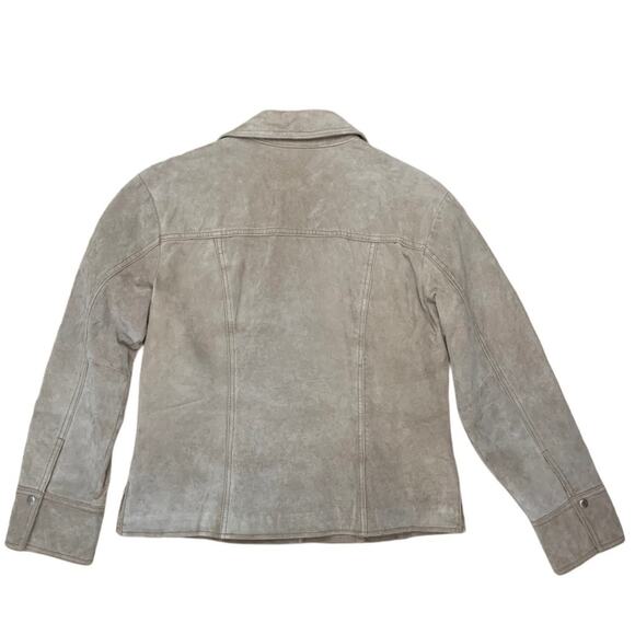 Coldwater Creek Jacket Size Petite Medium Tan Leather Blazer Snap Front - Picture 2 of 9